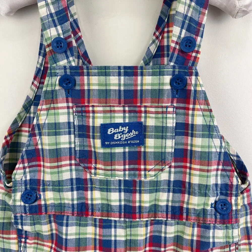 Vintage OshKosh B'gosh Plaid Shortalls 24 Months USA